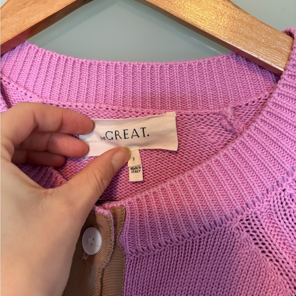 The Great. The Tiny Cardigan in the color Lilac Blossom - Picture 6 of 11